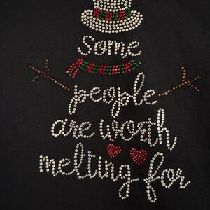 Distinct Black Snowman Tee- Some People Are Worth Melting For-100%Cotton Size2x